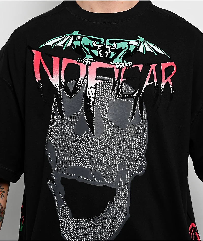 No Fear Roses Skull Black T-Shirt