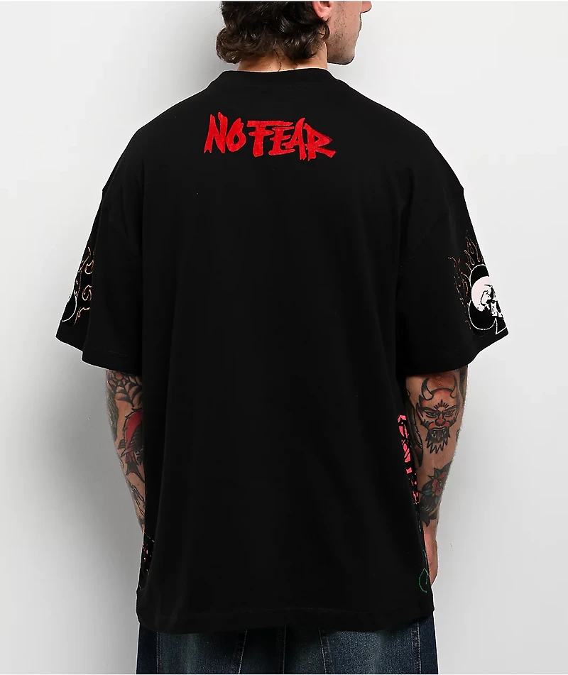 No Fear Roses Skull Black T-Shirt