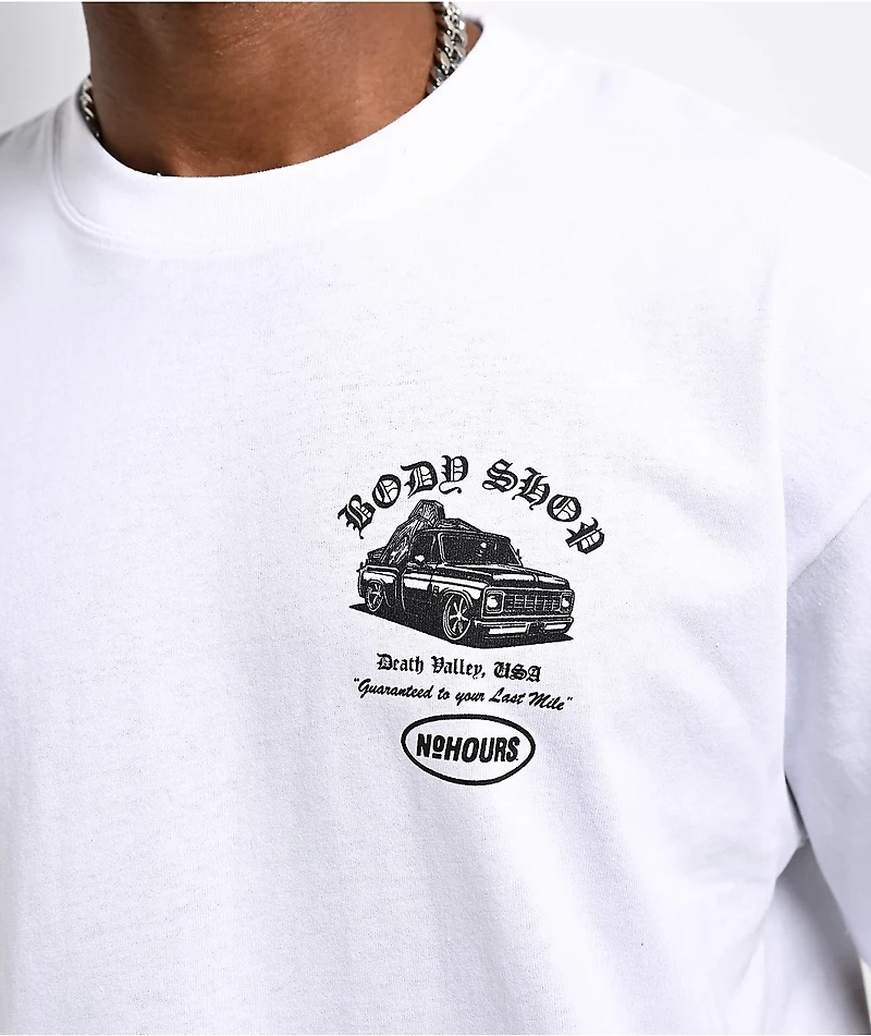 NoHours Body Shop White T-Shirt