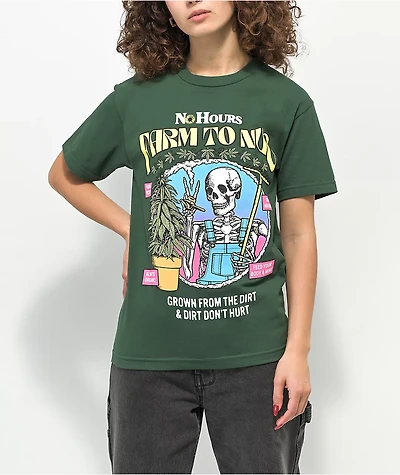 NoHours Farm To Nug Dark Green T-Shirt