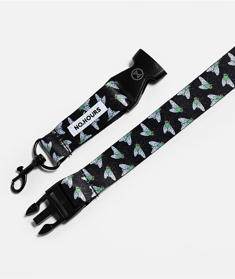 NoHours Fly Paper Black Lanyard