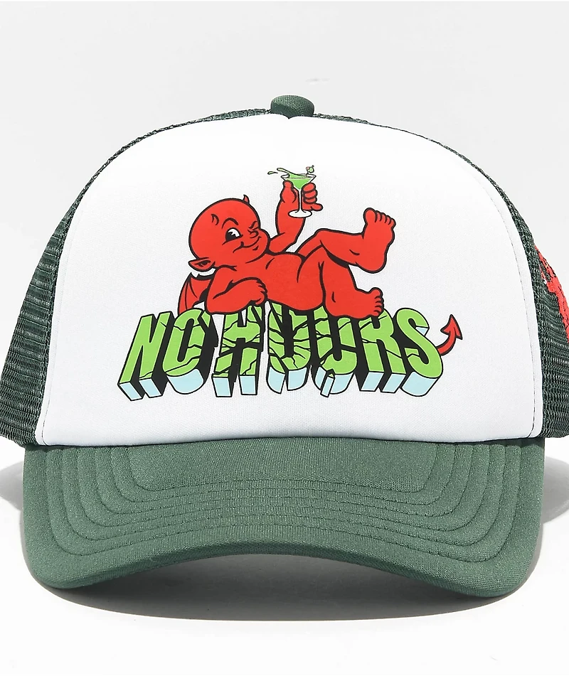 NoHours Relax Green & White Trucker Hat
