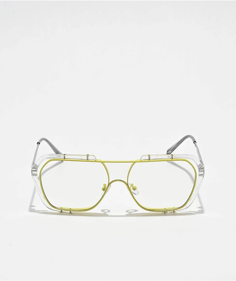 Nort Pretenders Clear & Yellow Square Glasses