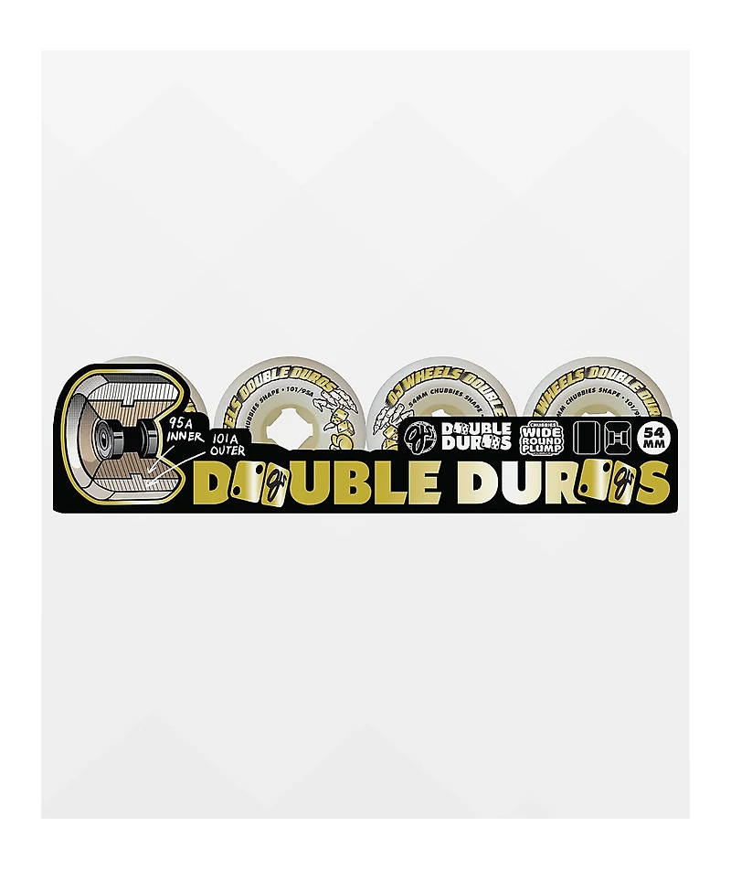 OJ Double Duro Chubbies 54mm 101a/95a White Skateboard Wheels