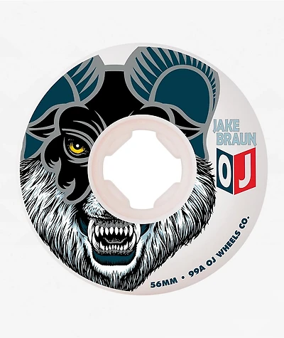 OJ x Strangelove Braun Wolf Elite Hardline 56mm 99a White Skateboard Wheels
