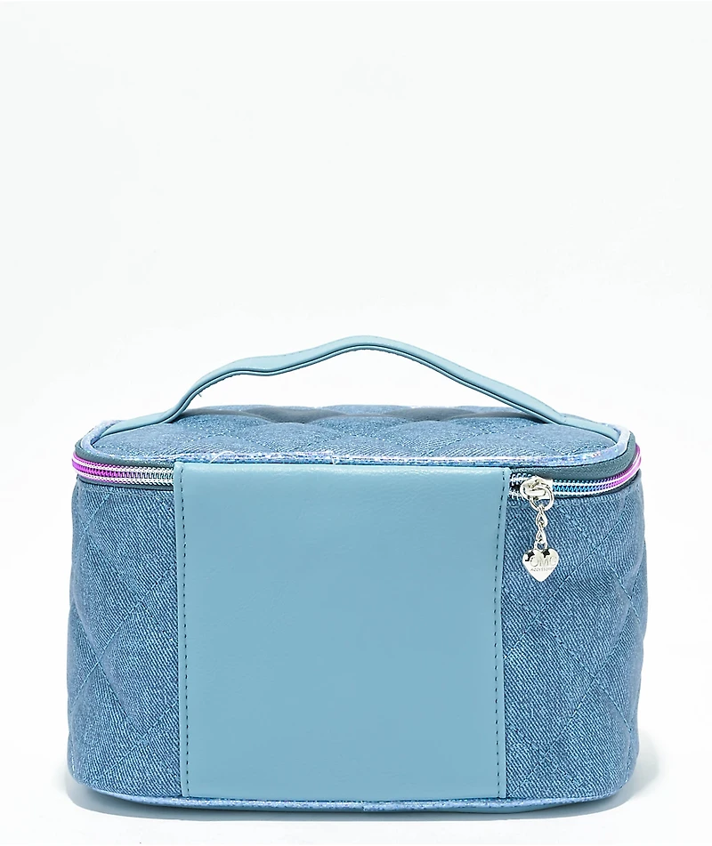 OMG Accessories Glitter Heart Patch Quilted Demin Glam Bag