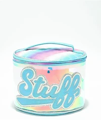 OMG Accessories Stuff Blue Glazed Round Glam Bag