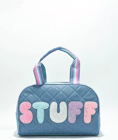 OMG Accessories Stuff Quilted Denim Medium Duffle Bag