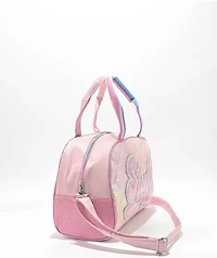 OMG Accessories Stuff Quilted Metallic Pink Duffle Bag