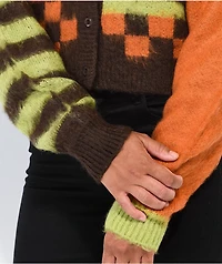 Obey Amber Dark Oak Crop Cardigan Sweater