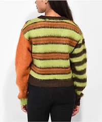 Obey Amber Dark Oak Crop Cardigan Sweater