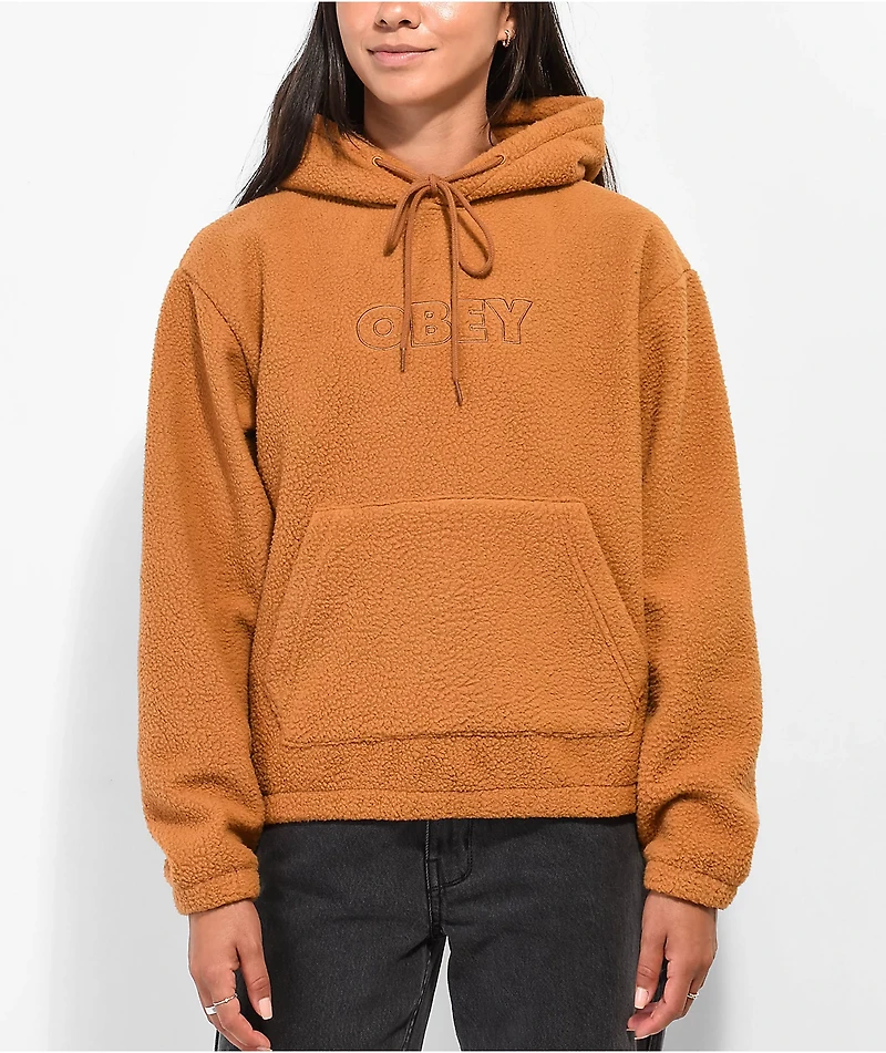 Obey Asher Brown Tech Fleece Hoodie