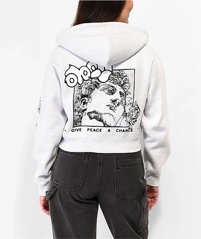 Obey Axel Give Peace Grey Crop Zip Hoodie