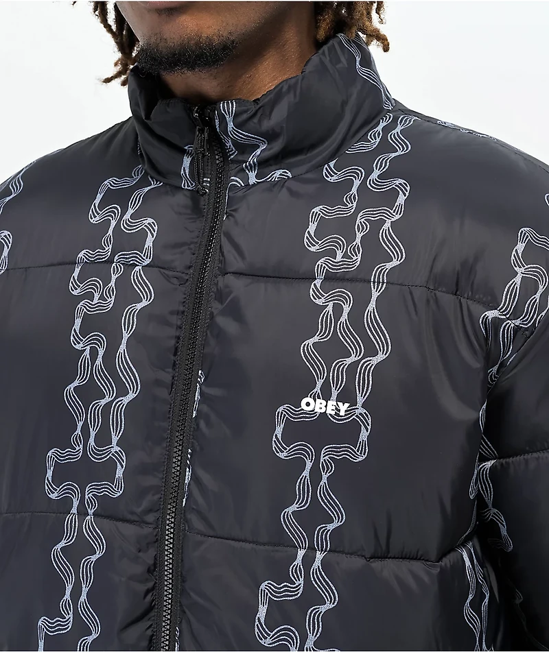 Obey Benny Black Reversable Puffer Jacket