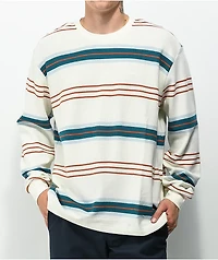 Obey Berto Thermal Stripe Cream Long Sleeve T-Shirt