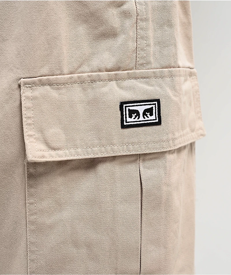 Obey Bigwig Baggy Twill Silver Grey Cargo Pants