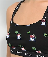 Obey Biscayne Mushroom Black Sports Bra
