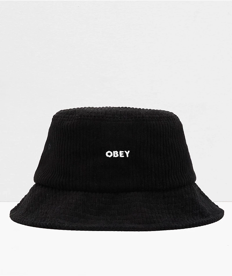 Obey Bold Black Corduroy Bucket Hat