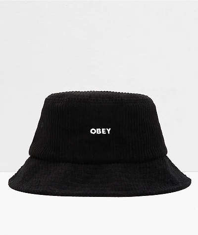 Obey Bold Black Corduroy Bucket Hat
