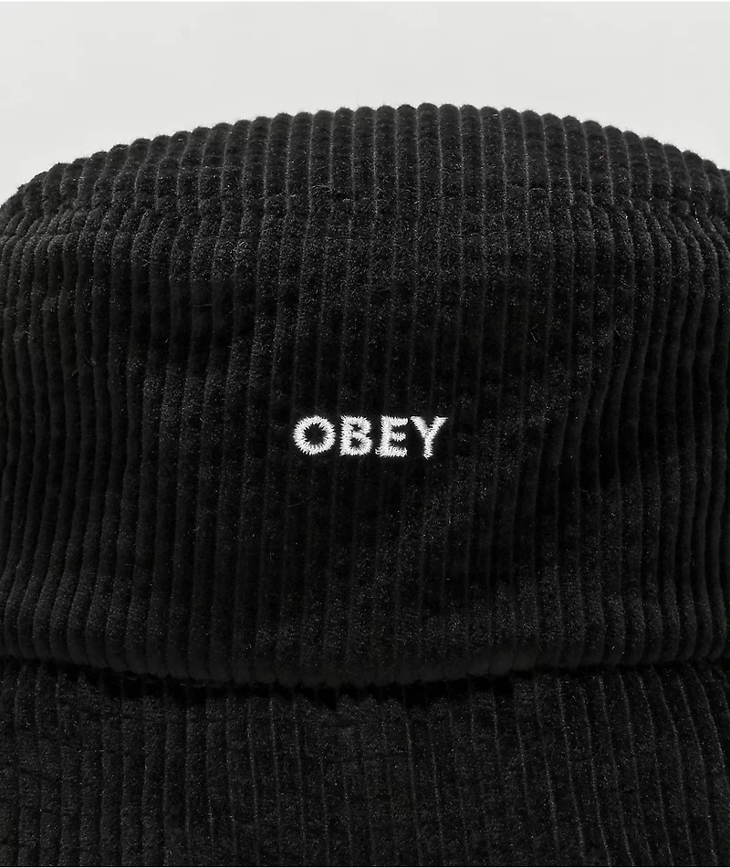 Obey Bold Black Corduroy Bucket Hat