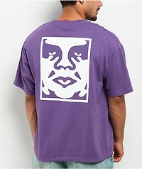 Obey Bold Icon Face Purple Boxy T-Shirt