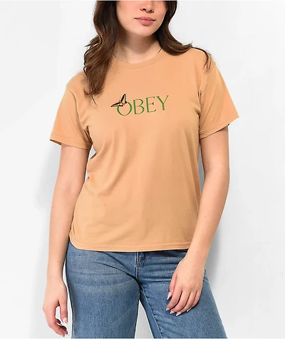 Obey Butterfly Vintage Brown T-Shirt