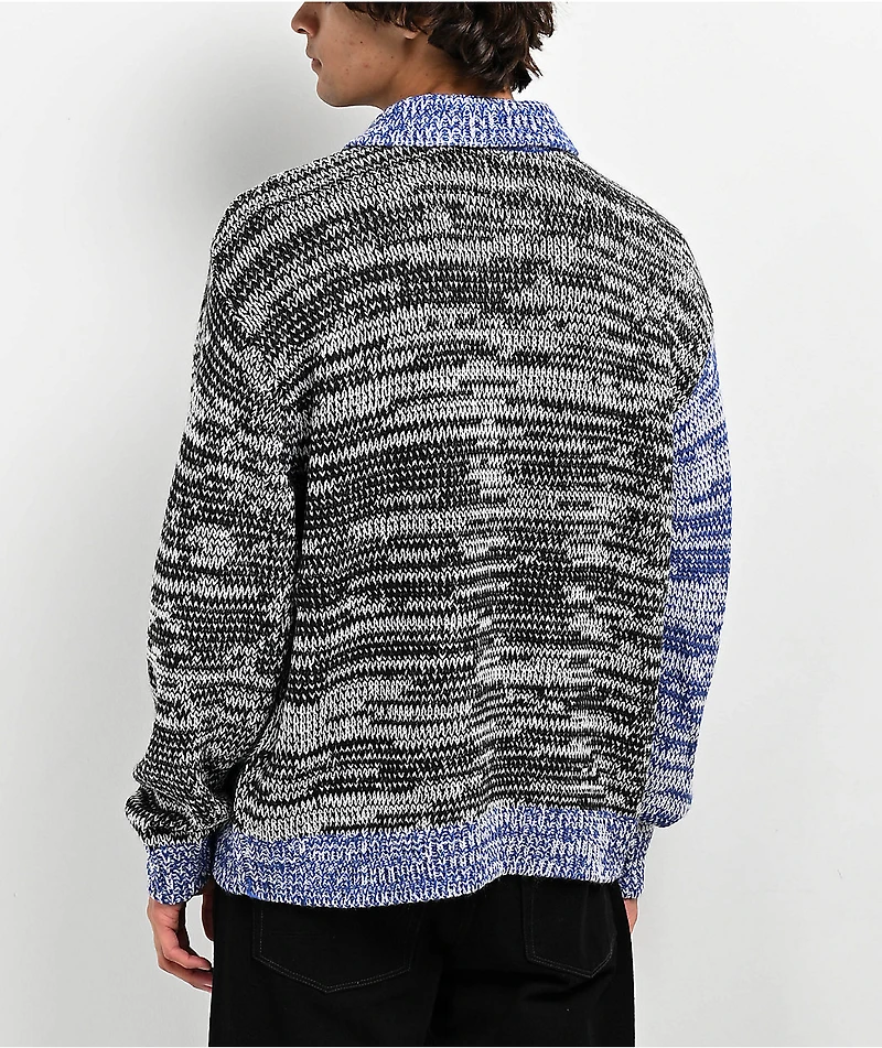 Obey Carter Black & Blue Polo Knit Sweater