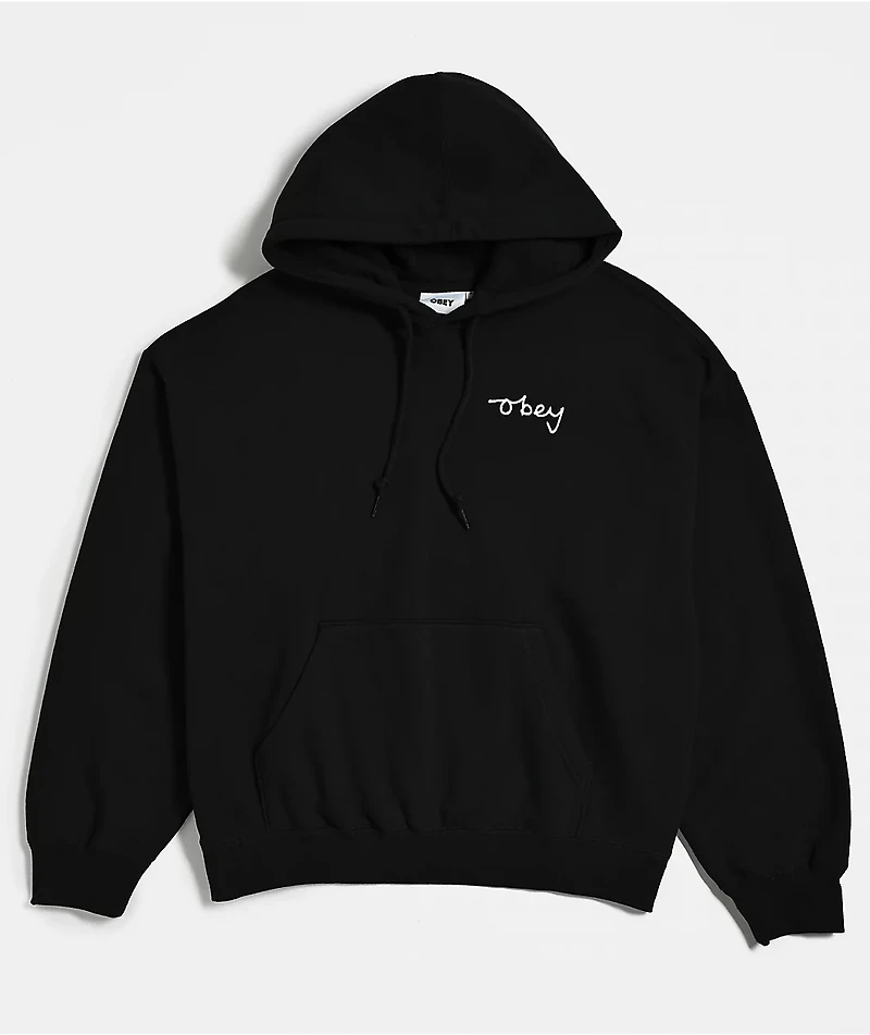 Obey Chainstitch Baggy Black Hoodie