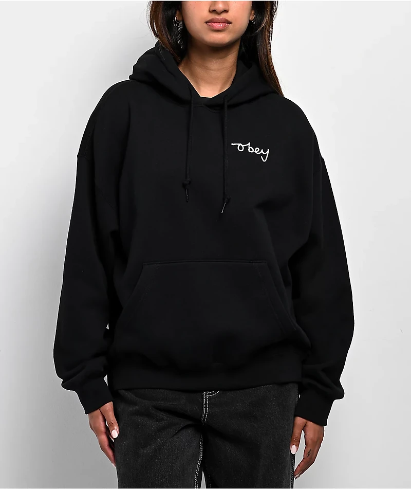 Obey Chainstitch Baggy Black Hoodie