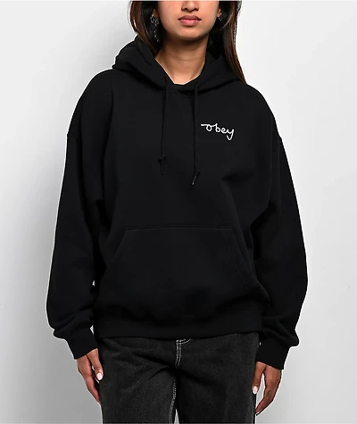 Obey Chainstitch Baggy Black Hoodie