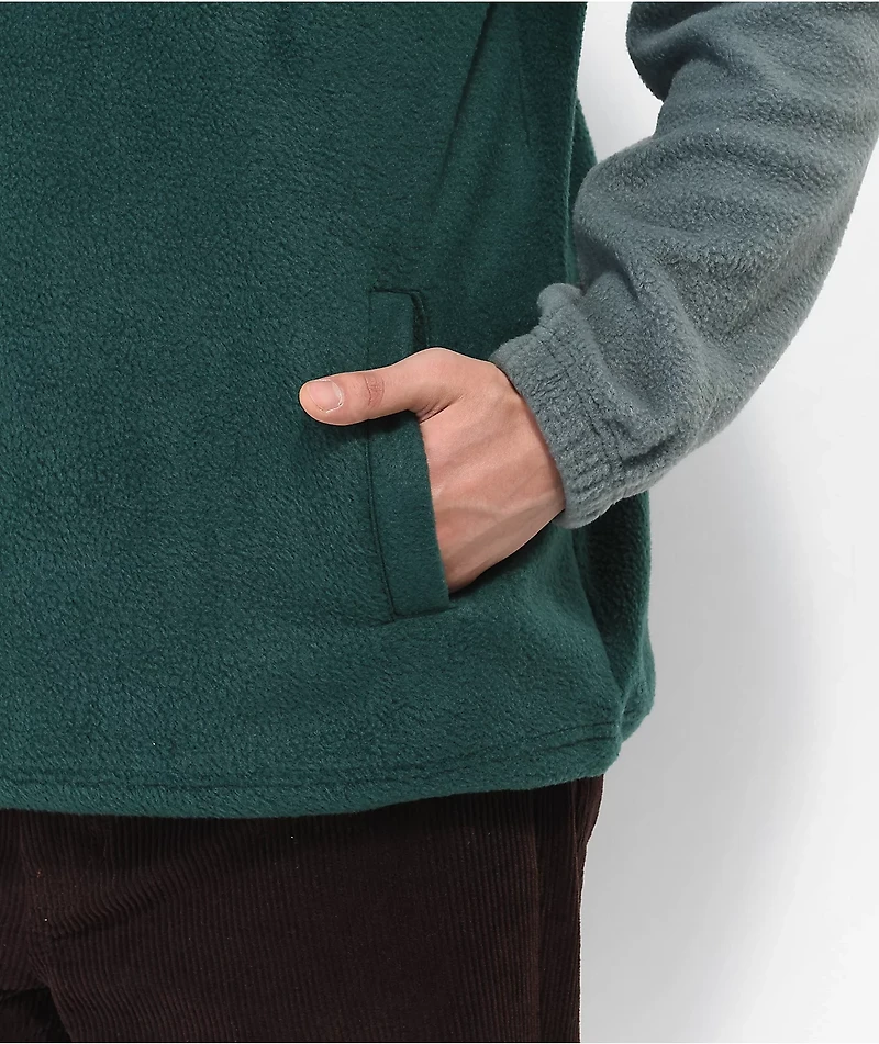 Obey Channel Cedar Green Mock Neck Fleece Sweatshirt