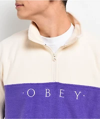 Obey Channel Purple & Tan Fleece Quarter Zip Sweatshirt