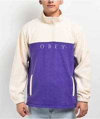Obey Channel Purple & Tan Fleece Quarter Zip Sweatshirt