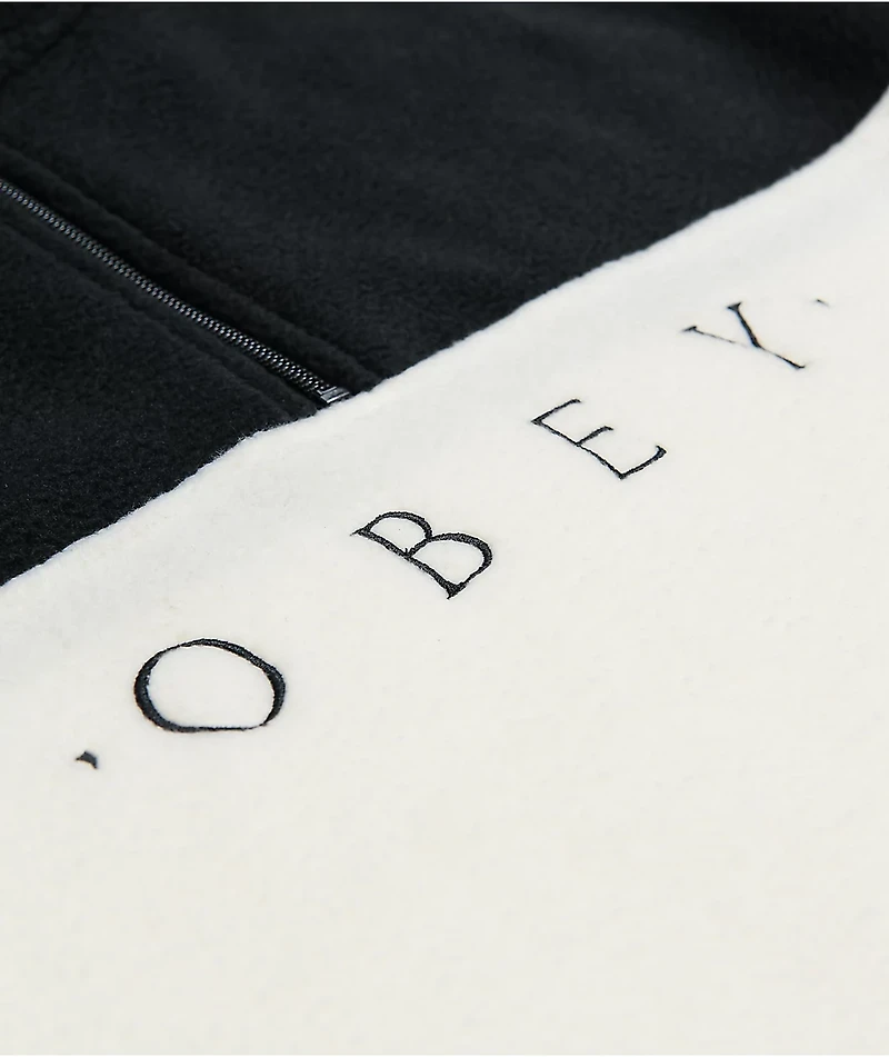 Obey Channel White & Black Tech Fleece Sweatshirt