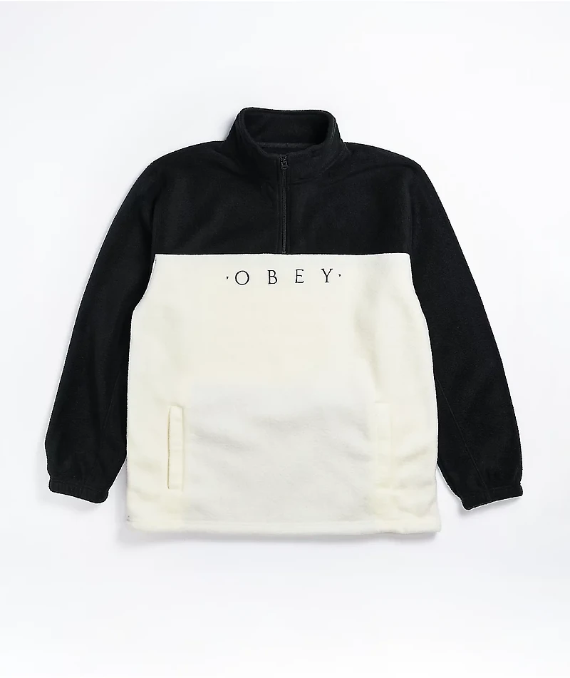 Obey Channel White & Black Tech Fleece Sweatshirt