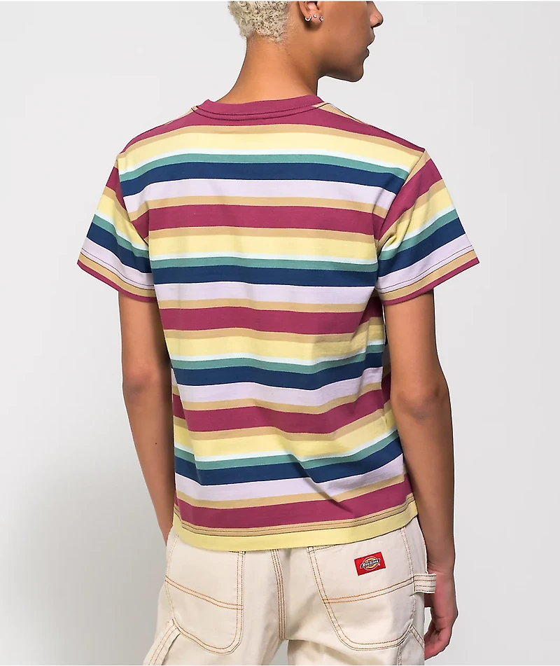 Obey Charlie Box Fuchsia & Multi Stripe T-Shirt