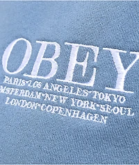 Obey Cities Coronet Blue Crop Crewneck Sweatshirt