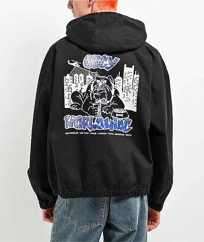 Obey City Watchdog Black Hooded Work Jacket