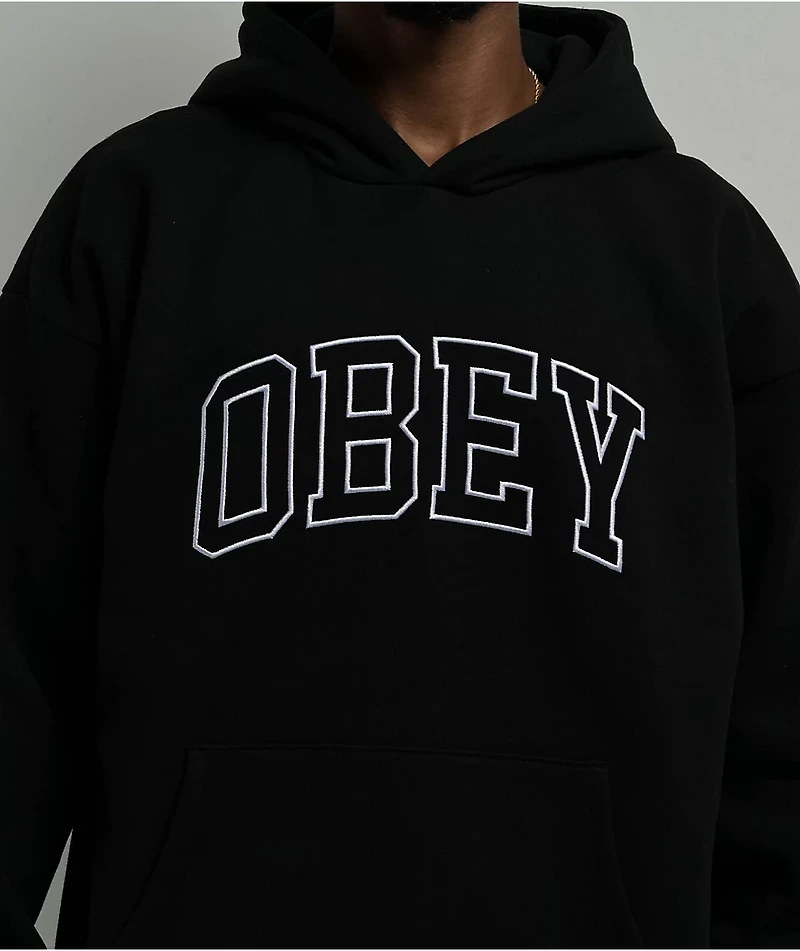 Obey Collegiate Logo Black Hoodie