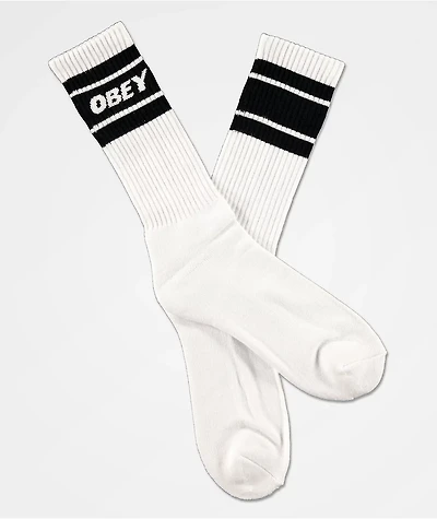 Obey Cooper II White & Black Crew Socks