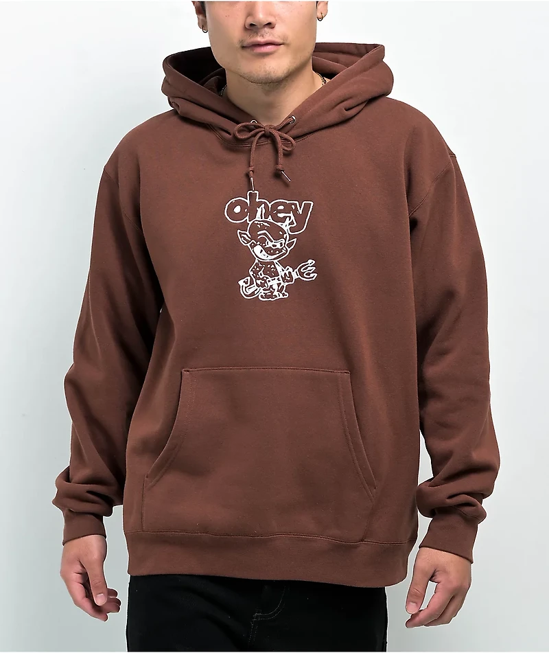 Obey Devil Embroidered Sepia Hoodie