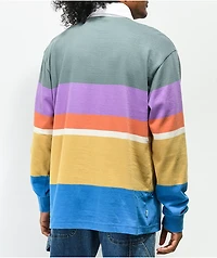 Obey Earl Multi Stripe Long Sleeve Polo Shirt