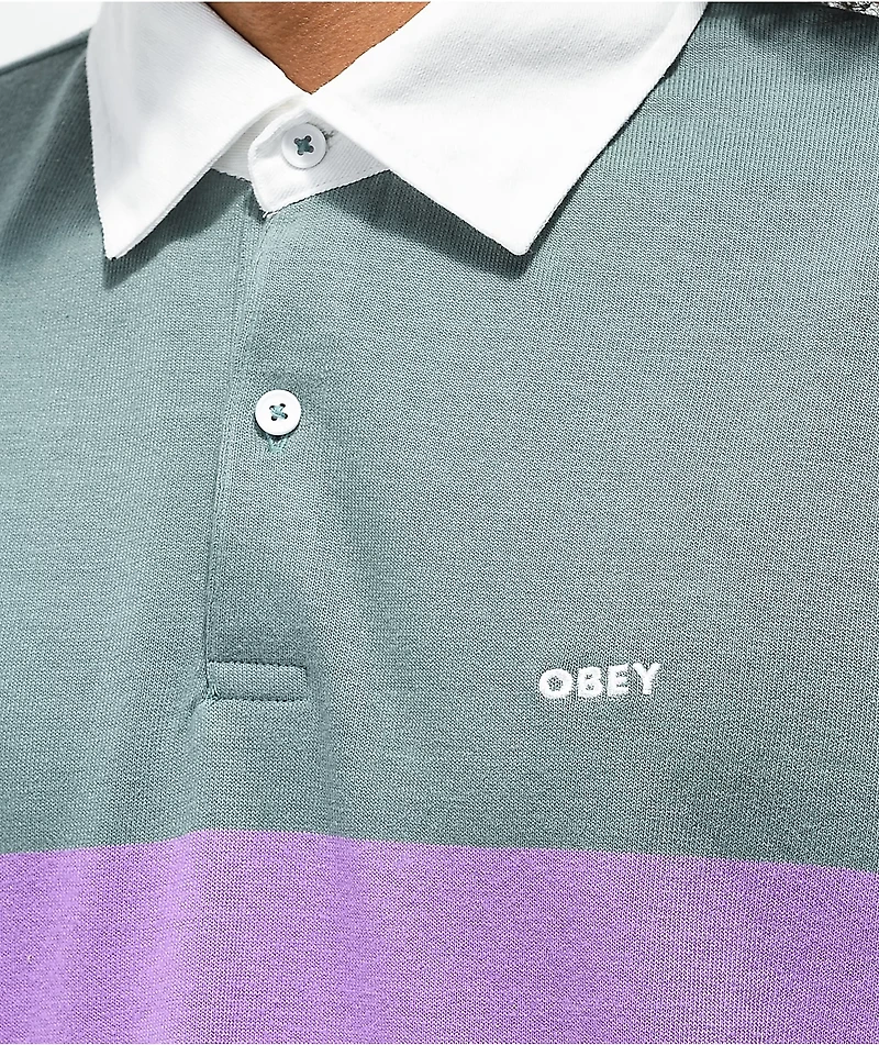 Obey Earl Multi Stripe Long Sleeve Polo Shirt