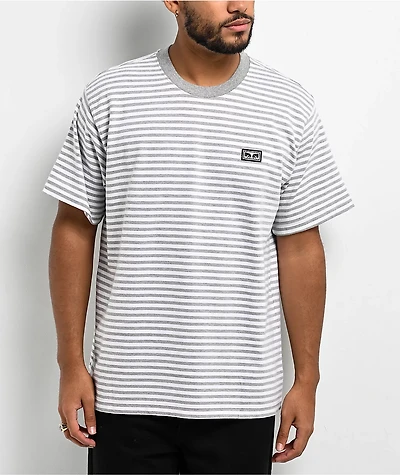 Obey Est. Work Eyes Ash Grey Stripe T-Shirt