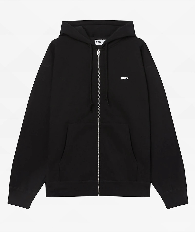 Obey Establised Works Heavyweight Black Zip Hoodie