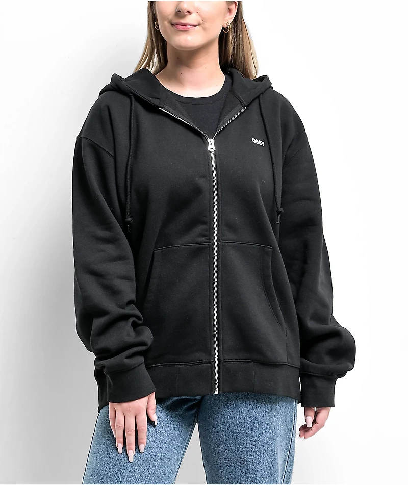 Obey Established Works Black Zip Hoodie