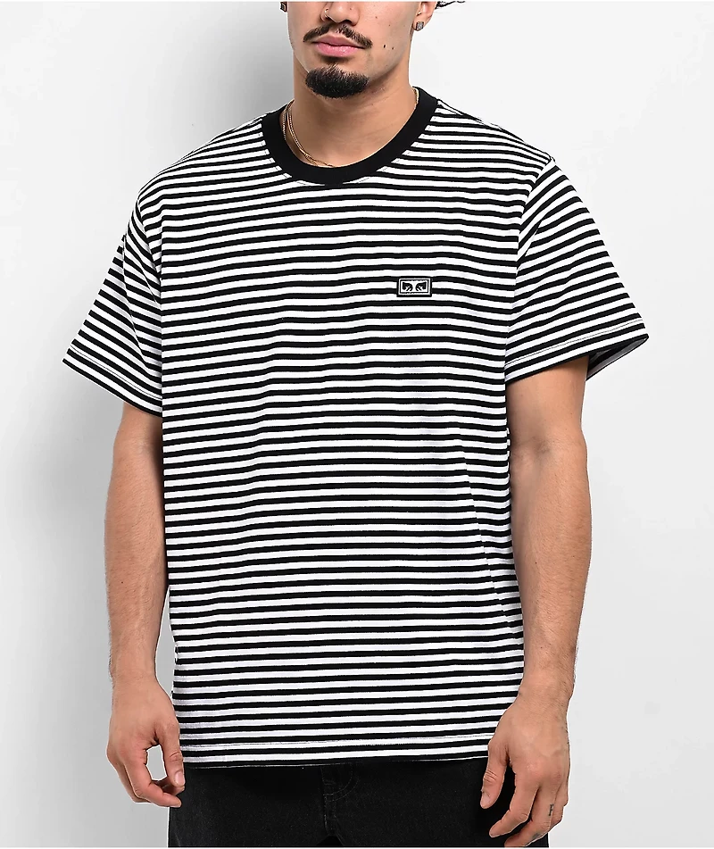 Obey Established Works Eyes Black & White Stripe T-Shirt