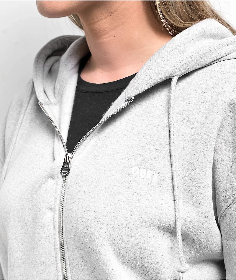 Obey Established Works Grey Zip Hoodie