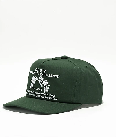 Obey Excellence Dark Green Snapback Hat