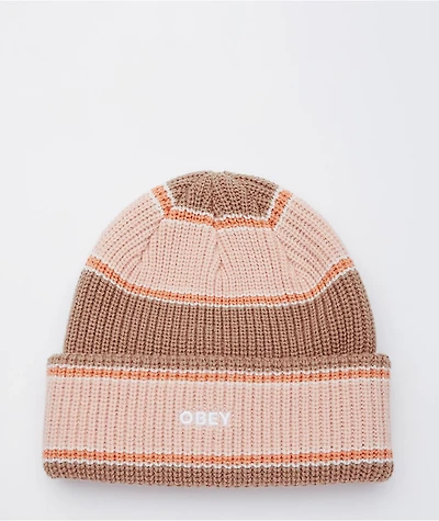 Obey Future Pink Putt & Brown Stripe Beanie